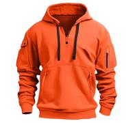 Sweat Zippé Homme sans Capuche Manga Orange L de Noel Sweat Fourrure Noel Pull Marin Coton Zippe Col Zippé Marine Veste a Homme Travail Rugby a Capuche Sweet Orange L