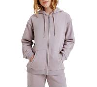 Sweat zippé violet uni avec une coupe ample et un col à capuche S