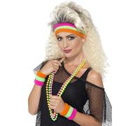 Smiffys Bandeau 1980s Neon1 et 2 bracelets Fluo Halloween Taille Unique