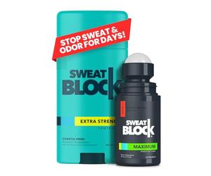 SweatBlock Antiperspirant Deodorant Max Clinical System for Men & Women. Treat Hyperhidrosis, Excessive Sweating & Underarm Odor - Includes: (1) DRIBO
