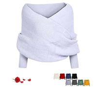Sweater Scarf with Sleeves for Women, Multifunctional Crochet Scarf Fall Winter Warm Comfortable for Mom Cozy Gift (White)