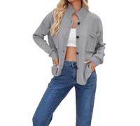 Sweaters for Women Plus Size Oversized Knit Cardigan Button Front Pockets (Gray,M)