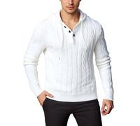Sweaters Homme,Pull Hiver Homme Chaud,Pull à Capuche en Maille pour Homme - Manteau d'hiver Intemporel sans Distinction de Couleur et Coupe Moderne pour usages Quotidiens et Loisirs (White, L)