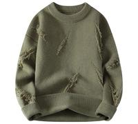 Sweaters Homme,Pull Hiver Homme XXL,Pulsion hivernale Pull-Over épais et Ample en Tricot avec Motif Vieilli pour l’Automne idéal en Usage Quotidien et Streetwear (Green, XXXL)