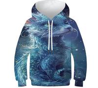 Sweats 3D pour garçons avec imprimé crocodile d'astronaute, pull décontracté à capuche, sweats à manches longues, vêtements d'hiver avec poche, Baby Dragon, 10-12 ans