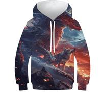 Sweats à capuche 3D pour garçons, motif astronaute, crocodile, pull décontracté à capuche à manches longues, vêtements d'hiver avec poche, dragon, 7-9 Years