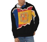 Sweats À Capuche Andorre Drapeau National Manches Longues Sweatshirt Automne Hiver Thermique Hauts avec Poches Style Classique du Royaume-Uni Sweats De Travail