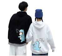 Sweats à capuche assortis pour couples Kawaii - Sweat à capuche dinosaure surdimensionné vintage personnalisé cadeaux pour couple King Queen Pull look partenaire Saint-Valentin Couple Sweat à capuche