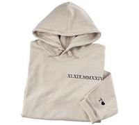 Sweats à capuche brodés personnalisés avec chiffres romains, sweats à capuche assortis pour couples, sweat à capuche personnalisé pour petit ami avec cœur initial pour anniversaire de mariage