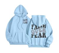 Sweats à capuche chrétiens « Faith Over Fear » pour femme Jésus décontracté Y2K Western avec capuche « Pray The Lord » - Tenues d'été à capuche pour la plage graphique - Pull à capuche « Trust In The