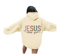 Sweats à capuche chrétiens Jesus Chase You pour femme - Tendance - Ample - Décontracté - Pull à capuche - Tendance graphique - Avec capuche - Esthétique - Religieuse - Y2K, beige, S