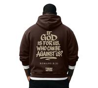 Sweats à capuche chrétiens pour hommes | If God Is For Us Who Can Be Against Us, sweats à capuche décontractés vintage à manches longues, pour les voyages, café, 5XL