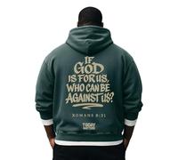 Sweats à capuche chrétiens pour hommes | If God Is For Us Who Can Be Against Us, sweats à capuche décontractés vintage à manches longues, pour les voyages, vert militaire, M