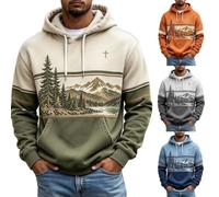 Sweats à capuche chrétiens pour hommes pull à capuche graphique | Sweat à capuche religieux pour homme avec imprimé paysages et cordon de serrage