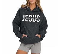 Sweats à capuche Christian Jesus The Way The Truth and The Life University 2025 Graphic avec capuche Trust In The Lord Goth Cute Casual Letter Pullover Hoodies Cartoon, gris, L