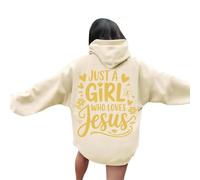 Sweats à capuche Christian Just A Girl Who Loves Jesus Y2K pour femmes, pull à la mode, religieux, col rond, graphique avec capuche, sweatshirts décontractés à manches longues 2025 université, beige