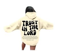 Sweats à capuche Christian Trust In The Lord 2025 pour femme - Tendance Jésus dessin animé avec capuche - Vêtements religieux mignons et décontractés à manches longues - Sweat à capuche graphique Y2K