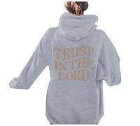 Sweats à capuche Christian Trust In The Lord pour femme - Confortable - À capuche - Jésus Country - Pull à capuche - Coupe ample - Graphique - Manches longues - Tendance - Uni - Religious Faith