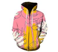Sweats à Capuche colorés avec Graffitis imprimés en 3D et Fermeture éclair intégrale Veste pour Femme et Homme Sweats à Capuche à Manches Longues avec Blocs de Couleur et Poches