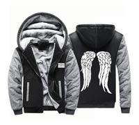 Sweats à Capuche d’Hiver pour Hommes pour Walking Dead Sweat-Shirt entièrement zippé Pull Vestes doublées en Polaire Manteaux Vêtements d’extérieur à Capuche Hauts-Black Gray B||XXL