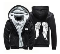 Sweats à Capuche d’Hiver pour Hommes pour Walking Dead Sweat-Shirt entièrement zippé Pull Vestes doublées en Polaire Manteaux Vêtements d’extérieur à Capuche Hauts-Black B||XXL