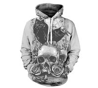 Sweats à Capuche d’Horreur Squelette imprimés en 3D pour Hommes/Femmes Pulls à Cordon Bone Graphic Hoody Sweatshirts à Manches Longues Puller Tops