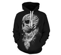 Sweats à Capuche d’Horreur Squelette imprimés en 3D pour Hommes/Femmes Pulls à Cordon Bone Graphic Hoody Sweatshirts à Manches Longues Puller Tops