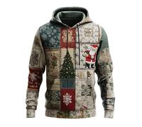 Sweats à capuche de Noël imprimés laids pour hommes « Love In Christmas Merry And Oh Come Let Us Him » pour les vacances, l'entraînement, cadeaux de Noël, vert clair, XL