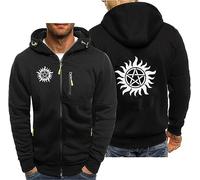Sweats à capuche de sport pour hommes pour Supernatural Full Zip Up Pulls à capuche Loisirs Vestes à capuche Manteaux décontractés Vêtements de travail avec poches,B-M