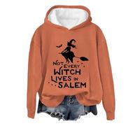 Sweats à capuche d'Halloween pour femmes « Not Every Witch Lives In Salem » - Imprimé à manches longues - Sweat à capuche - Costumes - Sweat-shirt pour femme - 2025 - Adulte, Orange, M