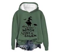 Sweats à capuche d'Halloween pour femmes « Not Every Witch Lives In Salem » - Imprimé à manches longues - Sweat à capuche - Costumes - Sweat-shirt pour femme - 2025 - Adulte, Vert, XL