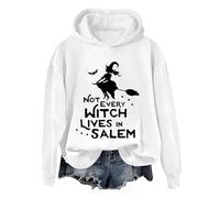 Sweats à capuche d'Halloween pour femmes « Not Every Witch Lives In Salem » - Imprimé à manches longues - Sweat à capuche - Costumes - Sweat-shirt pour femme - 2025 - Adulte, blanc, L