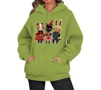 Sweats à capuche effrayants pour femme, livre d'images, animaux imprimés, pulls à capuche décontractés, hauts amples et tendance pour les vacances, vert olive, 3XL