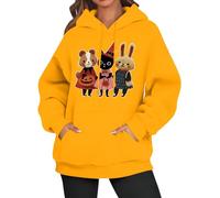 Sweats à capuche effrayants pour femme, livre d'images, animaux imprimés, pulls à capuche décontractés, hauts amples et tendance pour les vacances, Orange, XL