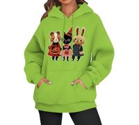 Sweats à capuche effrayants pour femme, livre d'images, animaux imprimés, pulls à capuche décontractés, hauts amples et tendance pour les vacances, Vert, S