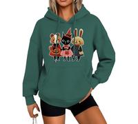 Sweats à capuche effrayants pour femme, livre d'images, animaux imprimés, pulls à capuche décontractés, hauts amples et tendance pour les vacances, vert foncé, S