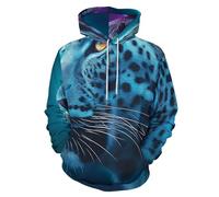 Sweats à Capuche Éléments Science-Fiction pour Hommes et Femmes,Motif Léopard Des Neiges Tacheté Et Lumineux Ample Hoodie Unisexe 3D Automne Hiver Manches Longues Sport Tops Pullover Sweat-Shirts