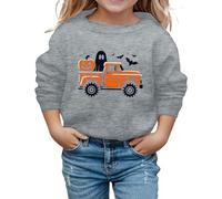 Sweats à Capuche et Sweats pour Filles-imprimés Halloween Mignons Pulls à Manches Longues et col Rond adaptés à Tout-Petits Tenue décontractée pour Automne et Hiver (Grey, 5-6 Years)