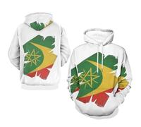 Sweats À Capuche Ethiopie Drapeau National Manches Longues Sweatshirt Automne Hiver Thermique Hauts avec Poches Style Classique du Royaume-Uni Sweats De Travail