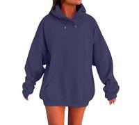 Sweats à Capuche Femme 2025 Super Soft Touch Automne Hiver Chic Élégant Coton Couleur Pure Manches Longues Oversize Grande Taille Loungewear pour Femmes Hoodie avec Poche Veste Capuche Femme Hiver