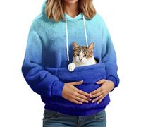 Sweats À Capuche Femme avec Poche pour Chat Et Chien | Hiver Pull Doux Porte-Animal | Sweat Polaire Ideal pour Maîtresse d'animal | Confortable Et Chaudbleu Cielm