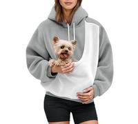Sweats À Capuche Femme avec Poche pour Pet Chat Et Chien | Hiver Pull Doux Porte-Animal Confortable Et Chaud