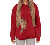 Sweats À Capuche Femme avec Poche pour Pet Chat Et Chien | Hiver Pull Doux Porte-Animal Confortable Et Chaud
