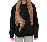 Sweats À Capuche Femme avec Poche pour Pet Chat Et Chien | Hiver Pull Doux Porte-Animal Confortable Et Chaud