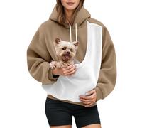 Sweats À Capuche Femme avec Poche pour Pet Chat Et Chien | Hiver Pull Doux Porte-Animal Confortable Et Chaud