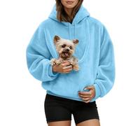 Sweats À Capuche Femme avec Poche pour Pet Chat Et Chien Hiver Pull Doux Porte-Animal Sweat Polaire Ideal pour Maîtresse d'animal | Confortable Et Chaud
