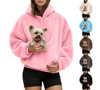 Sweats À Capuche Femme avec Poche pour Pet Chat Et Chien Hiver Pull Doux Porte-Animal Sweat Polaire Ideal pour Maîtresse d'animal | Confortable Et Chaud