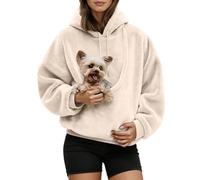 Sweats À Capuche Femme avec Poche pour Pet Chat Et Chien Hiver Pull Doux Porte-Animal Sweat Polaire Ideal pour Maîtresse d'animal | Confortable Et Chaud