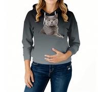 Sweats À Capuche Femme avec Poche pour Pet Chat et Chien - Sweat Kangourou Chien - Pull pour Chat - Sweatshirt Grand Taille pour Amoureux des Animaux Domestiques Noir M