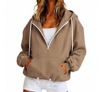 Sweats à Capuche Femme Demi Zippé Veste Hoodie Manches Longues Oversize Décontracté Chaud Chic et Elegant Unie Sweatshirts Ample Y2k Streetwear Doux Trekking Camping Pull Over Sportwear Automne Hiver